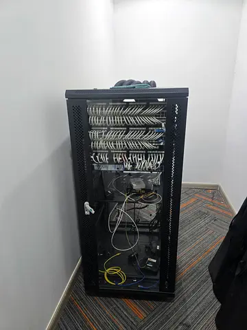 Server / Network Rack Cabinet with Patch Panels and Cabling