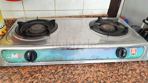 Used 2-Burner Stainless Steel Gas Hob — Works Fine