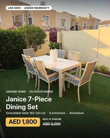 Danube Home Janice Extendable Outdoor Dining Set – 6 Chairs – Like New
