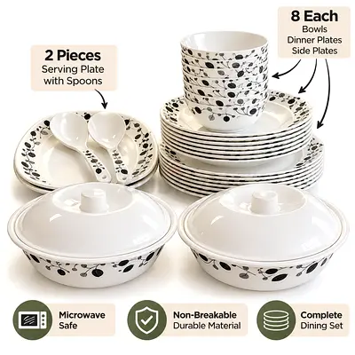 Complete Microwave-Safe & Unbreakable Dinnerware Set – 8-Person Set