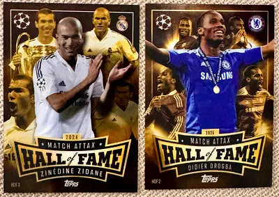 Topps Match Attax Hall of Fame Cards — Zinedine Zidane & Didier Drogba (Pair)