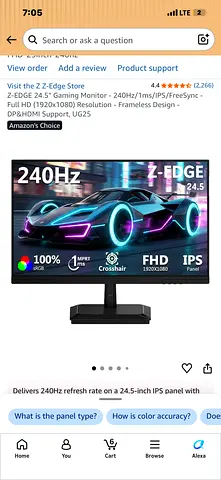 Z-EDGE 24.5" 240Hz FHD IPS Gaming Monitor
