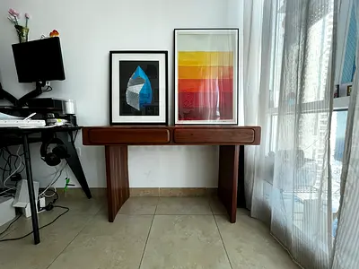 OC HOME Mid-Century Modern wooden console Solid Wood with Two Drawers - Good Condition
