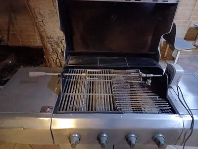 Large stainless steel gas BBQ grill with side burner - used