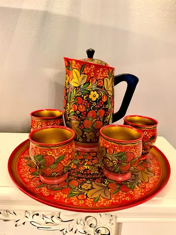 Russian Khokhloma tableware. Handmade. NEW