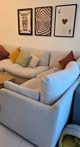Home Center Feather filled Sofa Beige