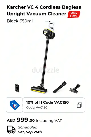Karcher VC 4 Cordless Bagless Upright Vacuum Cleaner - Black