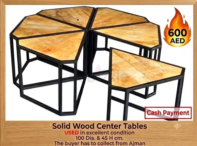 Hexagonal solid wood coffee tables