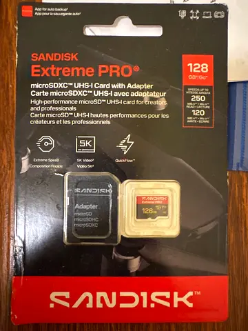 SanDisk Extreme PRO 128GB microSDXC with SD adapter - Brand new in package