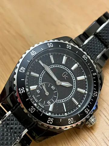 GC Swiss Made Black Ceramic Men's Watch - Good Condition