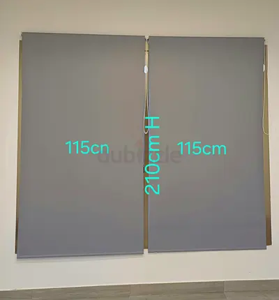 Pair of Grey Roller Blinds 115cm x 210cm each