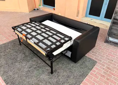 Ikea vimle two seater black leather sofa bed with mattress