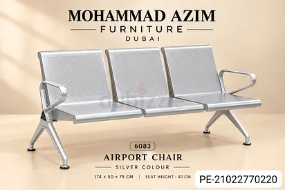 3-Seater Metal Airport/Waiting Area Bench - Silver