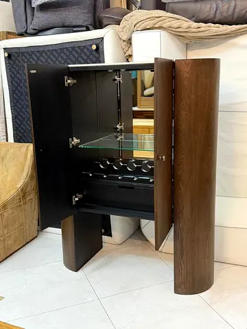 Compact Wooden Home Bar Cabinet with Glass Shelf