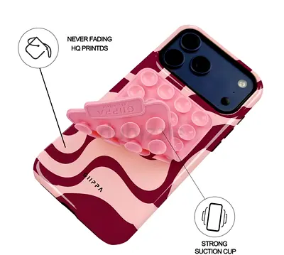Pink Maroon(Burgundy)Pop-It Phone Case with Suction Grip for iPhone 17 pro
