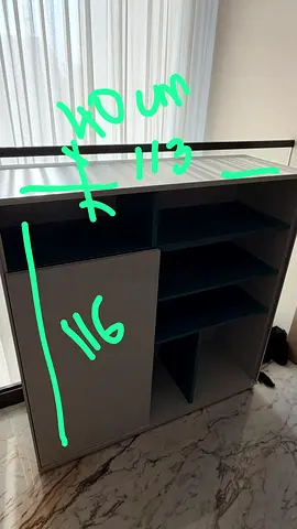 Compact storage cabinet with open shelves and doors - good condition