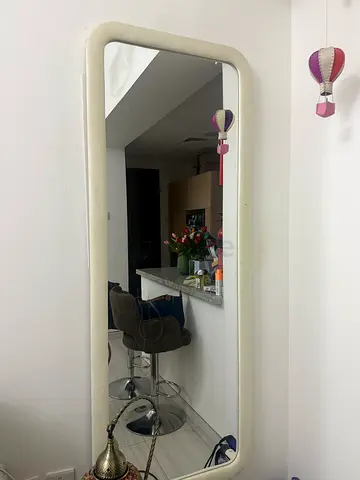 Full-length Velvet Frame Floor & Wall Mirror, 60 x 160 cm, Off White