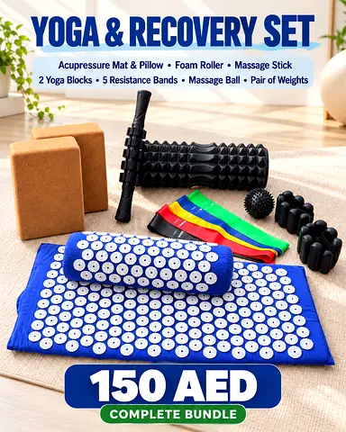 Complete Yoga & Recovery Set — Mat, Foam Roller, Blocks, Resistance Bands