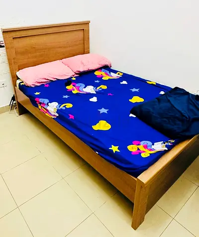 Single wooden bed frame with headboard - good condition