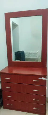 Wooden Dresser with Large Mirror - 4 Drawers, Good Condition