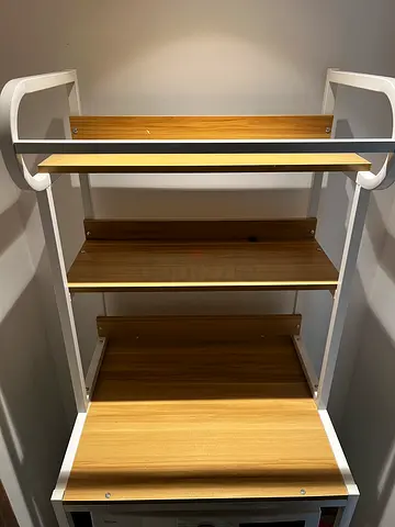 Heavy-Duty 3-Tier Over-Washing Machine Storage Rack (White Steel / Wood Shelves) - Like New