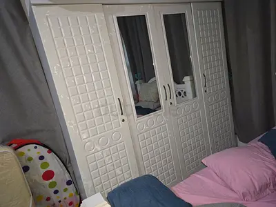 White 4-door Wardrobe with Mirrors - Good Condition