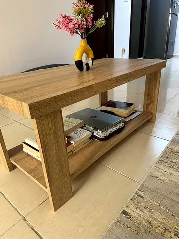 Light Oak Wooden Coffee Table with Lower Shelf - Good Condition