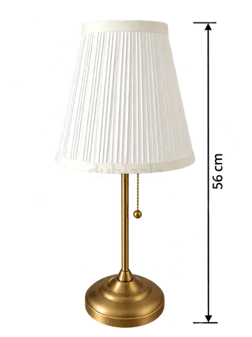 Brass Table Lamp with White Pleated Shade - Good Condition