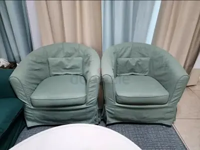 Pair of light green armchairs — good condition
