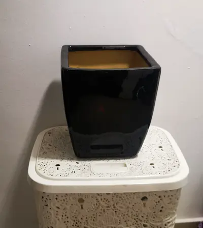 Dark Blue Glossy Square Ceramic Plant Pot / Planter