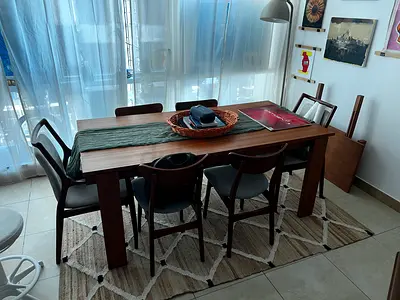 EXTENDABLE Wood Dining Table ONLY with leaves to extend - Chairs NOT included - slight wear & tear