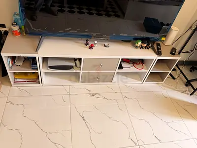 Danube Home white TV cabinet with drawers and open shelves - up to 70 inch TV