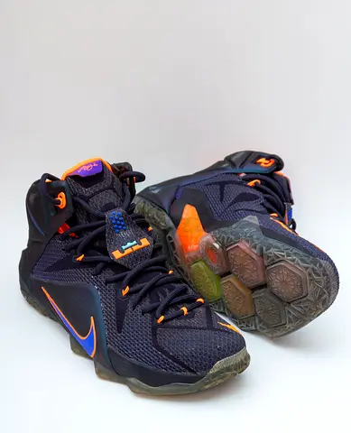 Used Nike LeBron basketball shoes size U.S. 7.5 - dark navy with orange accents