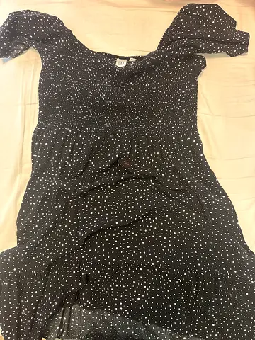 Black polka dot midi-maxi dress - size L