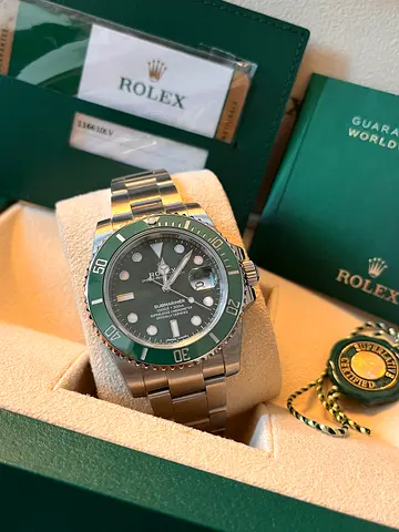 Rolex hulk 116610 LV with 2019 guarantee card, used with protection stickers. Box, papers, white tag