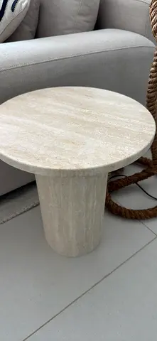 Side table real travertine stone