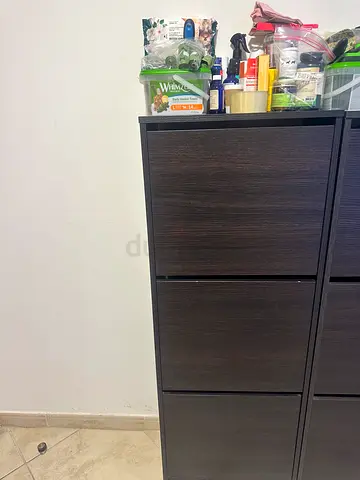 Dark wood 6-drawer tall chest / shoe cabinet