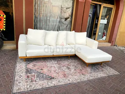 West Elm L Shape Sofa Beige Excellent Condition