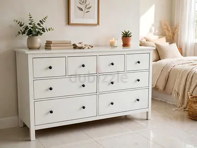 White 8-Drawer Wooden Dresser / Chest - Good Condition