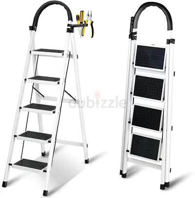 Foldable 5-Step Aluminium Home Ladder - Lightweight, Non-Slip
