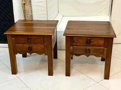 Pair of Solid Wood Bedside Tables / Nightstands with Drawers