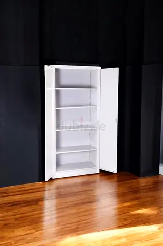 White Tall Storage Cabinet with Adjustable Shelves -