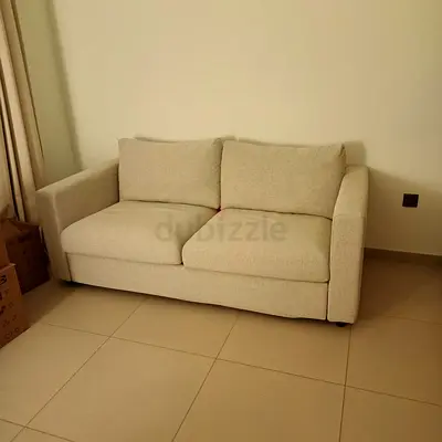 Beige 2-Seater Sofa bed in Good Condition vimle