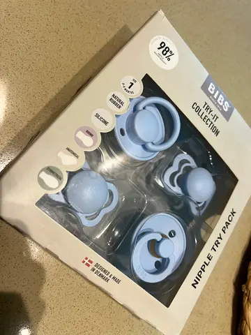 BIBS Try-It Collection Silicone Pacifier/Nipple Pack - Light Blue (Like New)