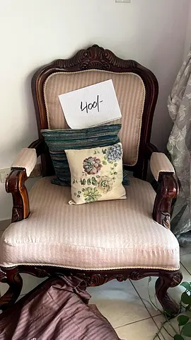 Classic Carved Wooden Armchair – Elegant & Timeless | AED 400