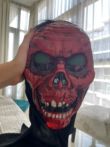 Red Skull Halloween Mask - Full Face Scary Costume Prop