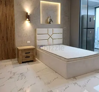 Single bed with mattress and bedside drawer - modern upholstered frame