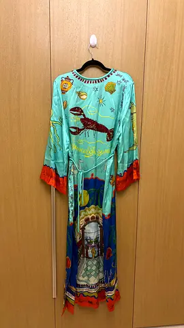 ALÉMAIS style 100% Silk Printed Midi Shirt Dress (Soleil Collection)