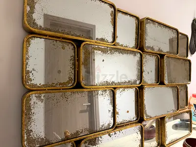 Set of Vintage Gold Framed Decorative Wall Mirrors (12-panel)