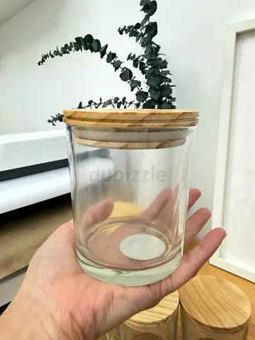 Clear Candle Glass Jar with Wooden Lid — 300 ml for sale